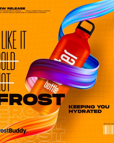 Metallic sports water bottle mockup